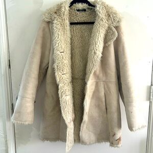 Vintage faux suede shearling coat